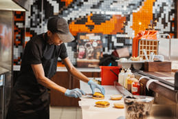 Lunch service cook takeaway