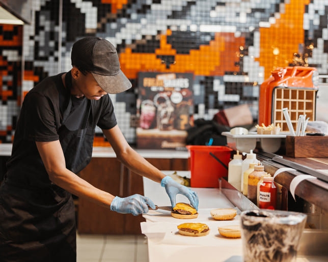 Lunch service cook takeaway