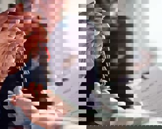 Real estate agent passing keys