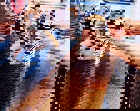 Barista crafting coffee