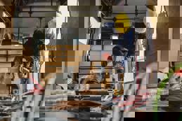 Electrician preparing cables and equipment 