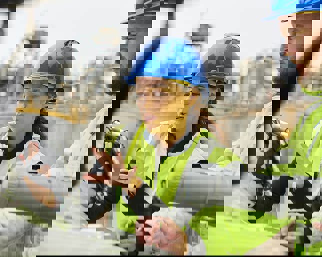 site engineers at petrochemical plant