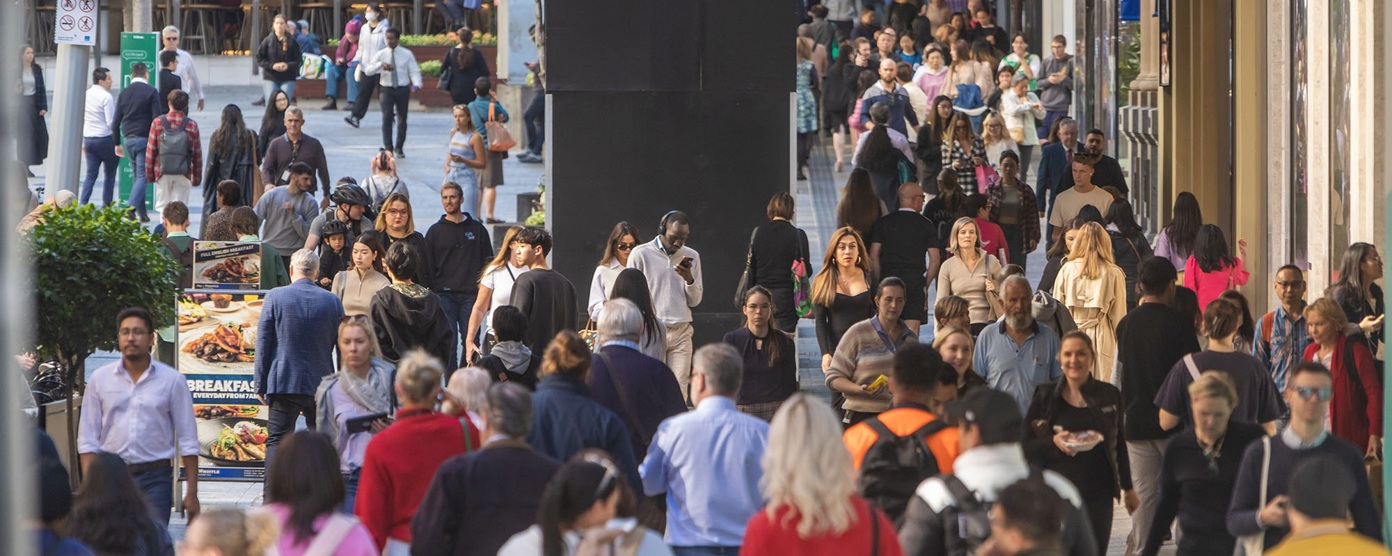 Shoppers on a busy high street