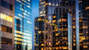 Skyscrapers at dusk