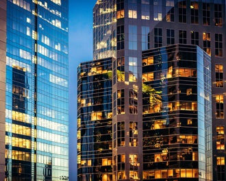 Skyscrapers at dusk