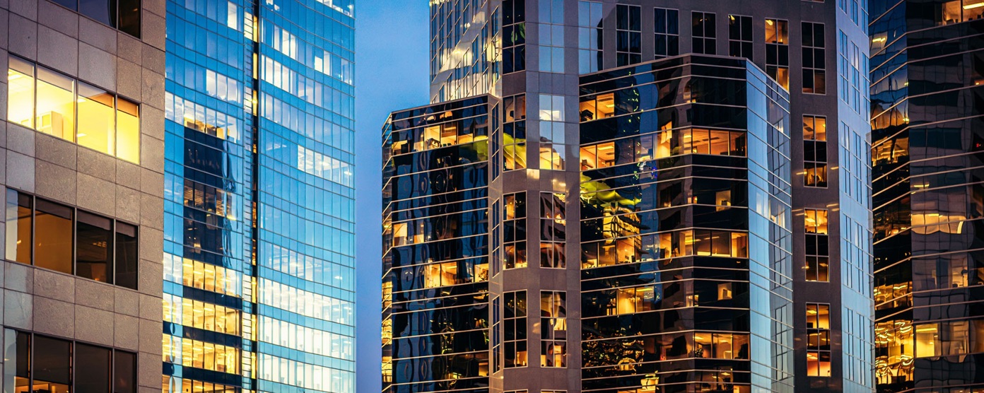 Skyscrapers at dusk