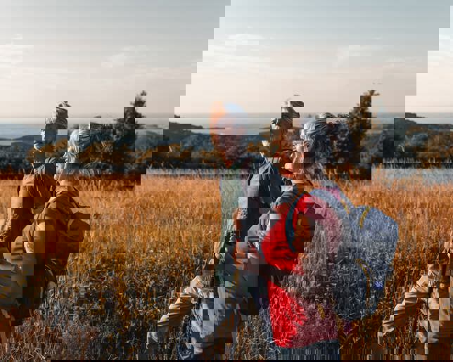 Senior couple hiking in nature