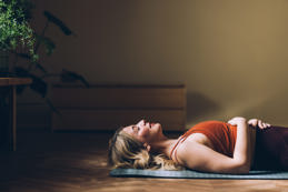 Practicing yoga, relaxation exercise