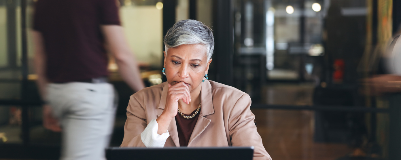 Business woman with stress of financial planning 