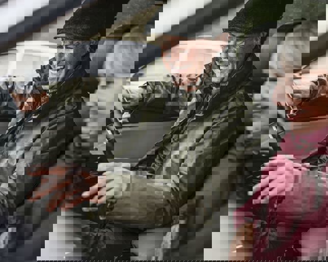 Happy senior couple on road trip