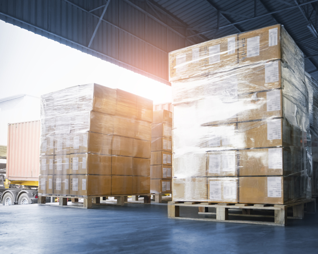 Package boxes loading container truck