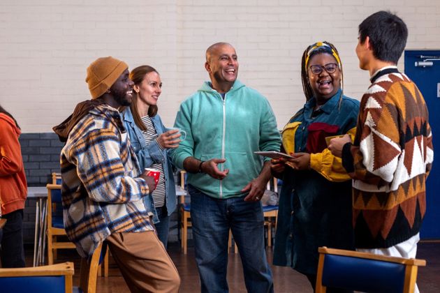 A team together talking