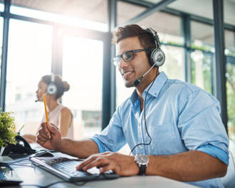 A software professional in office