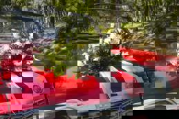 Wedding bouquet on vintage car 