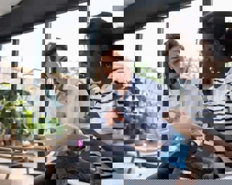 Financial advisor talking to woman