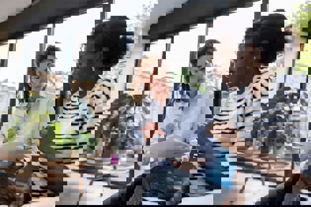 Financial advisor talking to woman