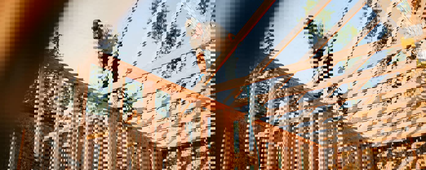 Construction Crew Framing of New Home