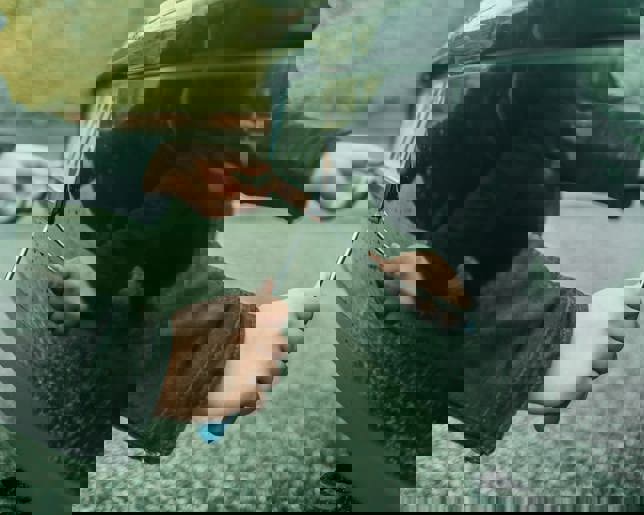 Removing license plate from vehicle.