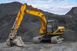 JCB excavator parked up in a slate quarry