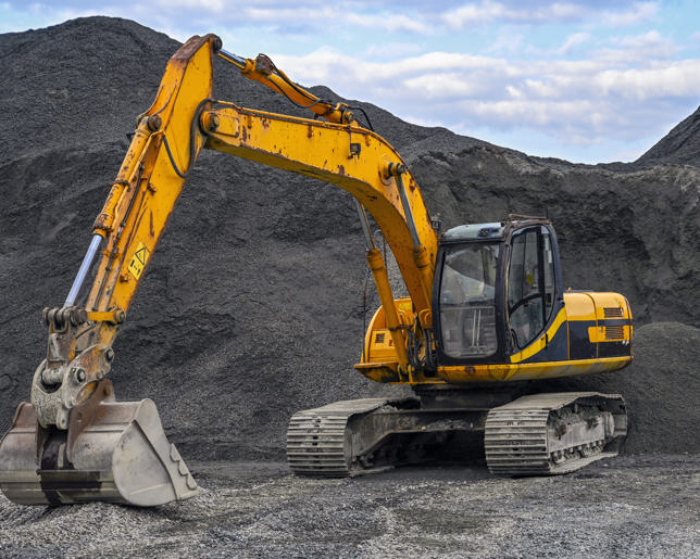 JCB excavator parked up in a slate quarry