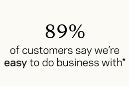 89% of customers say we’re easy to do business with