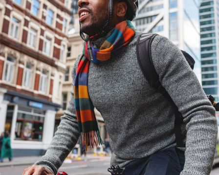 Man on a bike on the way to work