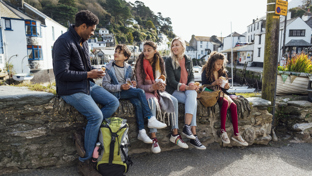 Happy family on a beautiful trip