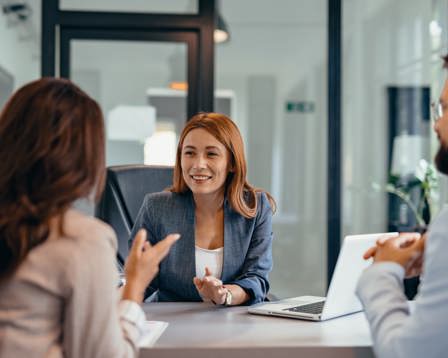 Discussion at office meeting 