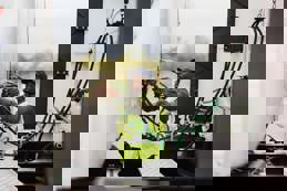 Truck driver connecting refrigerated trailer