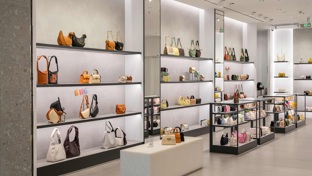 designer handbags in a luxury store