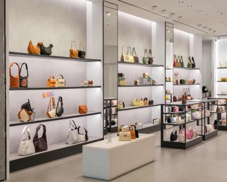 designer handbags in a luxury store