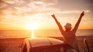 Beautiful sunset on a trip