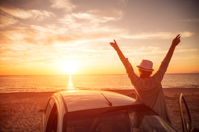 Beautiful sunset on a trip