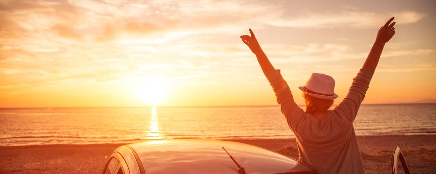 Beautiful sunset on a trip