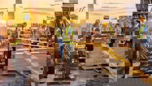 Construction workers working on a construction site 