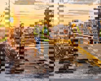 Construction workers working on a construction site 