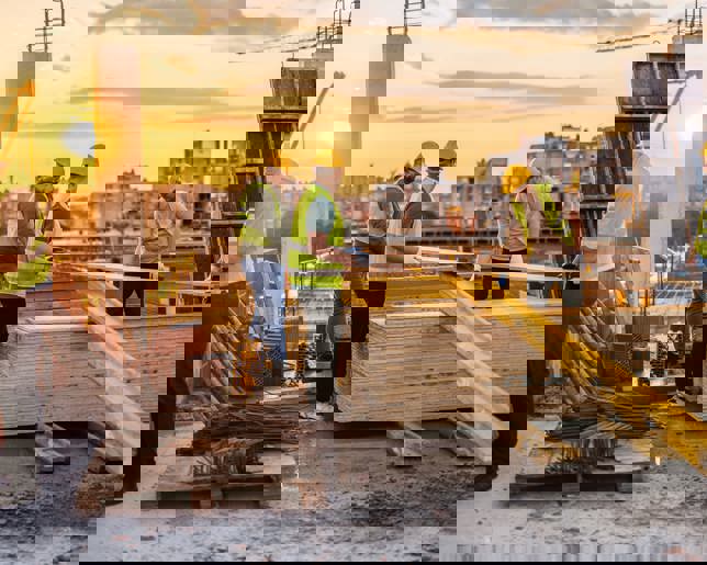 Construction workers working on a construction site 