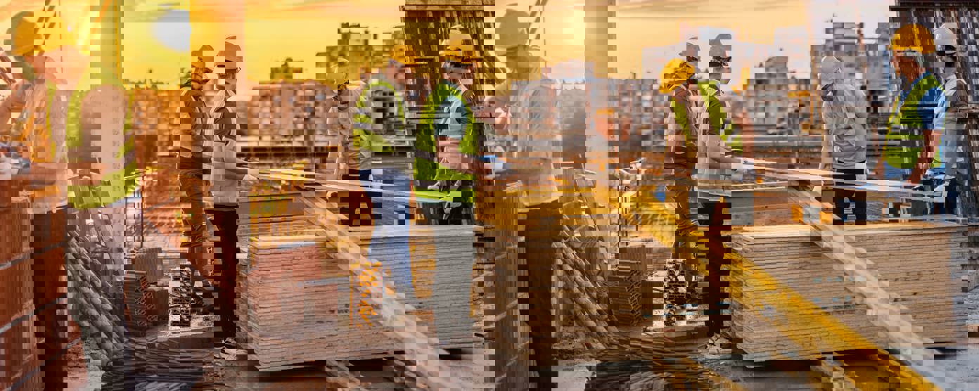 Construction workers working on a construction site 