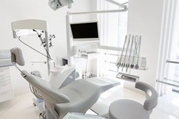  Dental chair with dental equipment