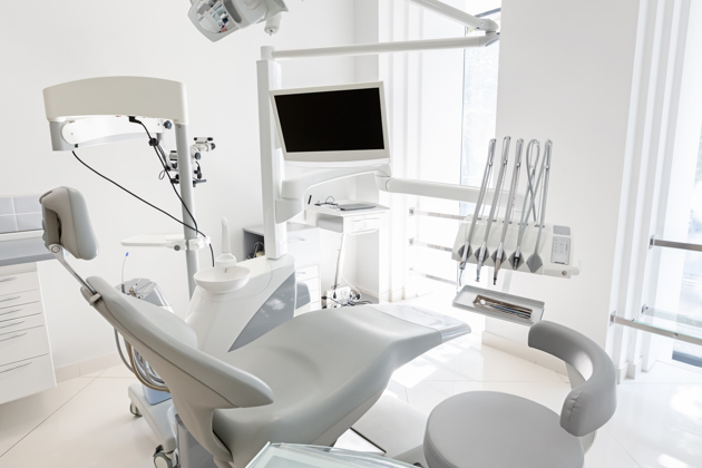  Dental chair with dental equipment