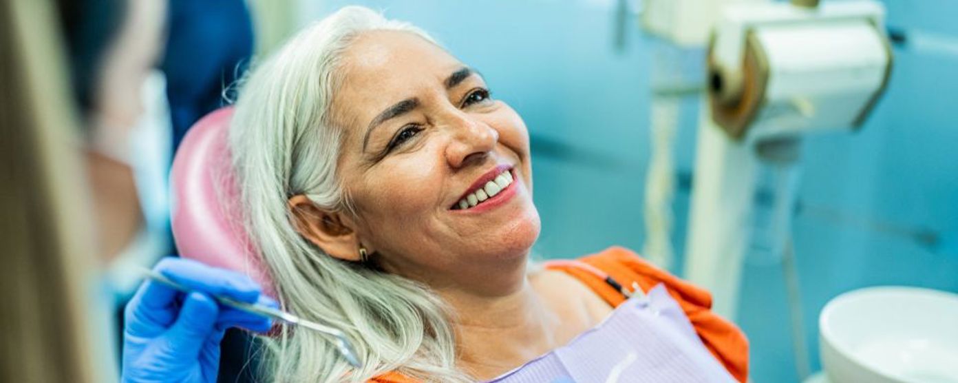 A female on a dentist chair