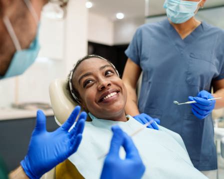 Woman at dentist office