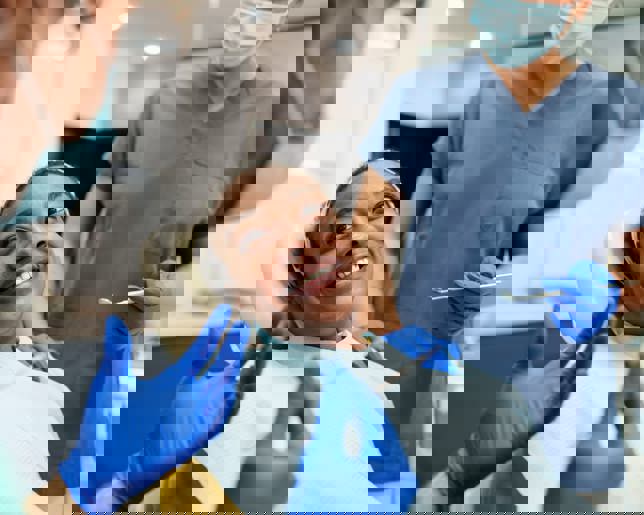 Woman at dentist office