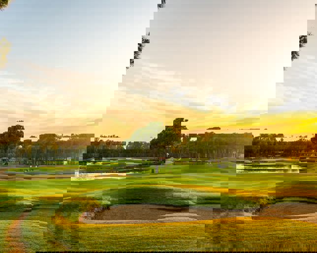 Sand bunker on a golf course