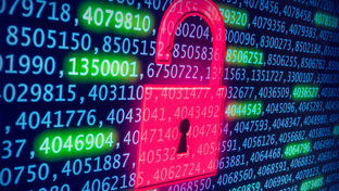 Red unlocked padlock over scrolling binary numbers, symbolizing a cybersecurity data breach.