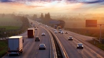Aerial view of cars on a motorway
