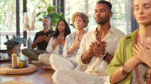 Multiethnic people meditation