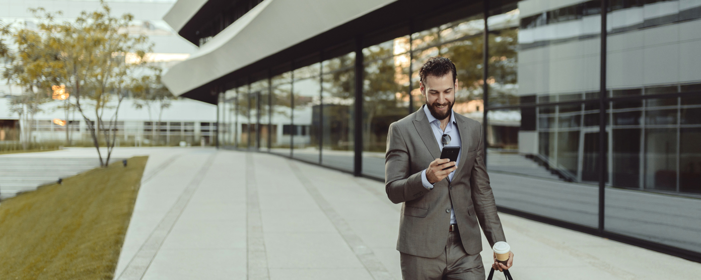 A man coming out of office