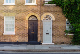 Front doors of two townhouse