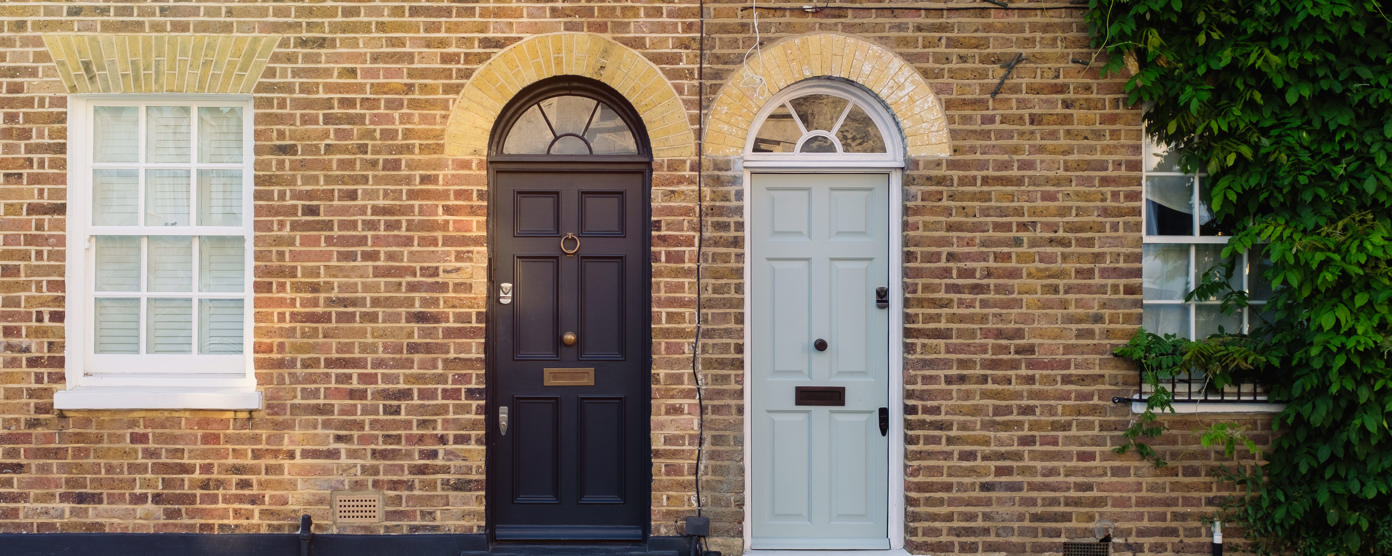 Front doors of two townhouse